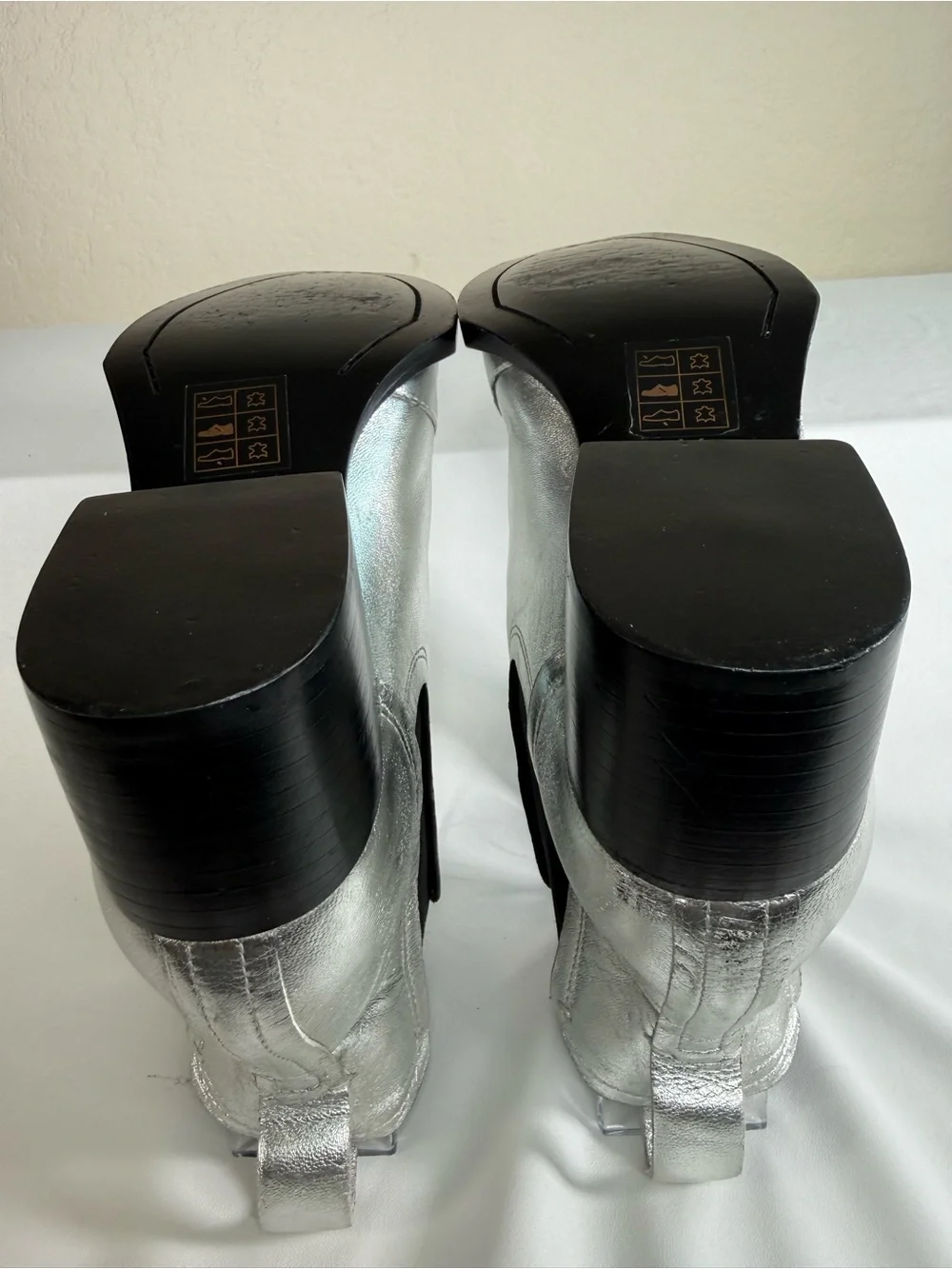 Rag & Bone Silver Metallic Block Heeled Chelsea Ankle Boots Booties Size 36.5